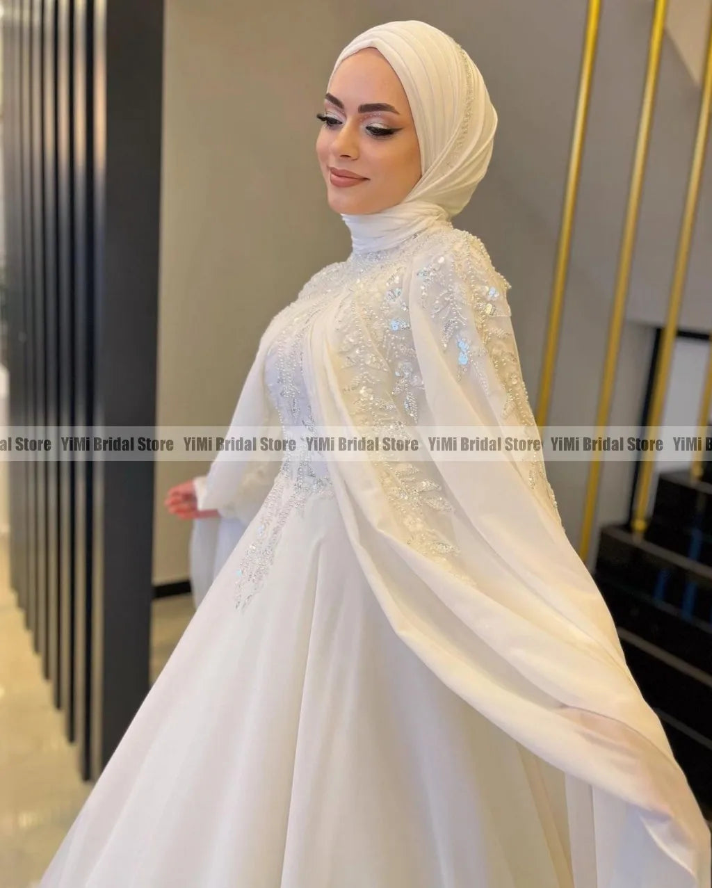 Muslim Wedding Dresses with Cape