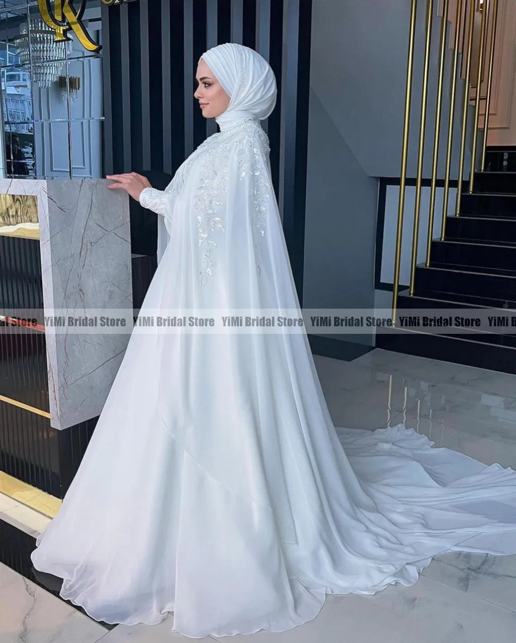 Muslim Wedding Dresses with Cape