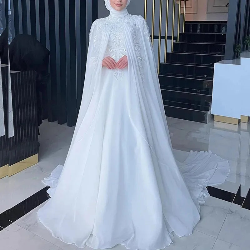 Muslim Wedding Dresses with Cape