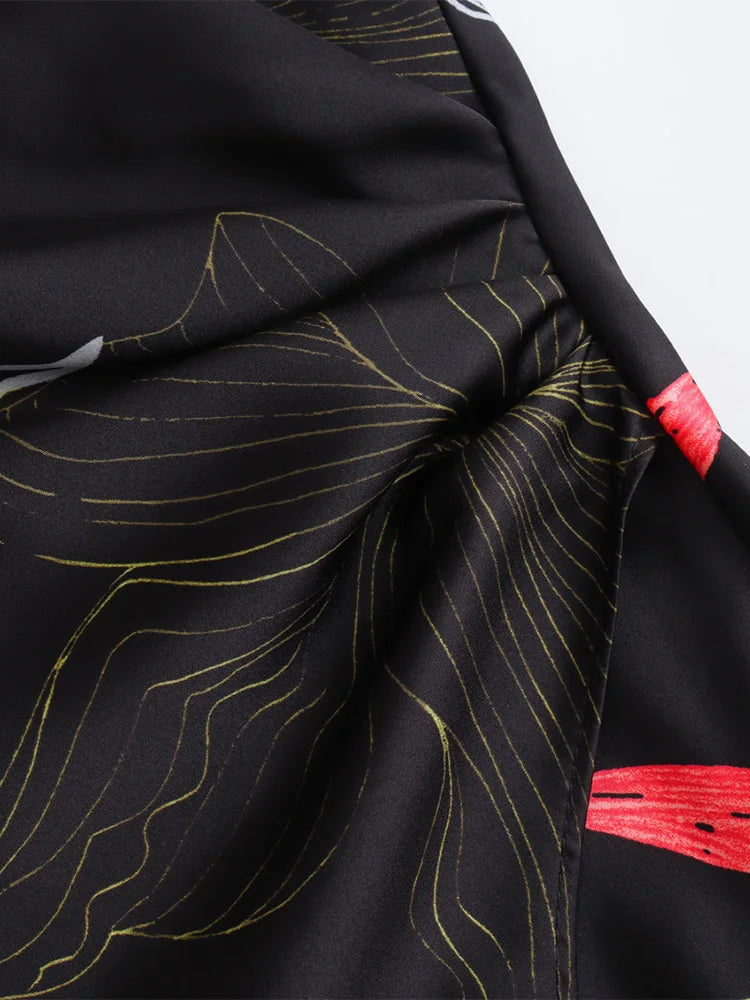 Slit Satin Dress Side Gathered