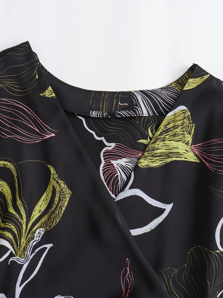 Slit Satin Dress Side Gathered