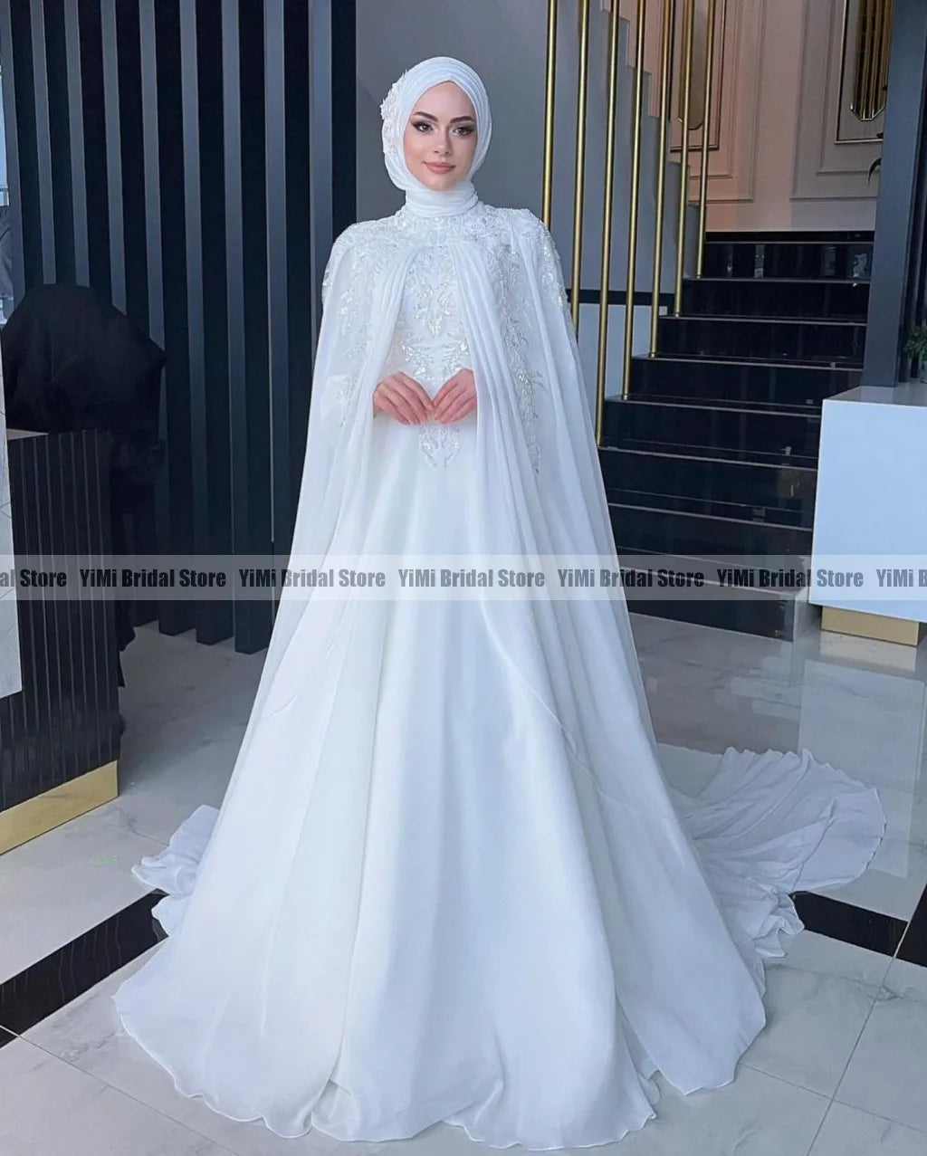 Muslim Wedding Dresses with Cape